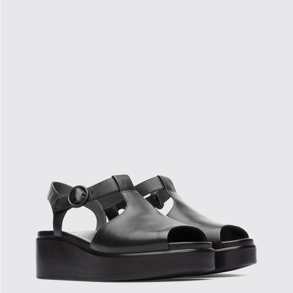 Camper Shoes - Camper Black Leather Platform Sandals